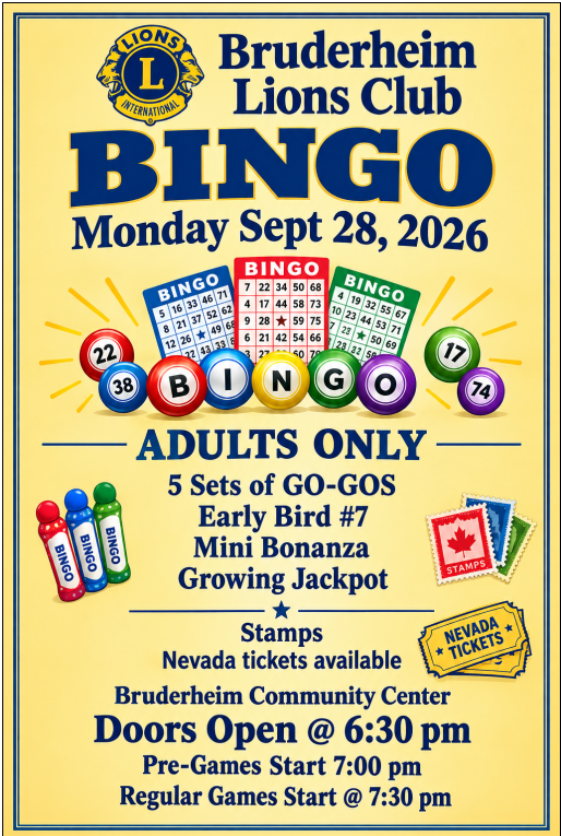 Bruderheim Lions Club Bingo