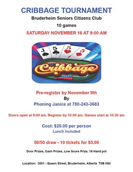 Bruderheim Seniors Citizens Club Cribbage Tournament